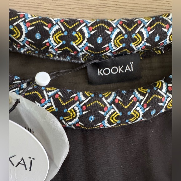 NWT KOOKAI 100% linen top with mesh and embroidered collar size T2 (US medium) - Picture 2 of 7